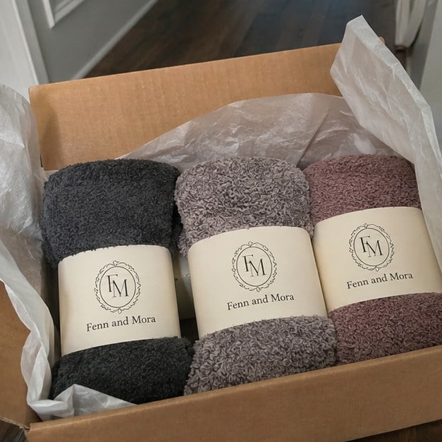 Personalized fuzzy socks — customer photo
